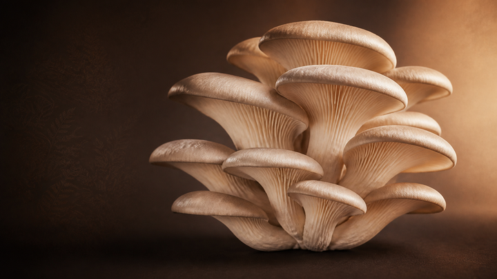Mature oyster mushroom cluster near harvest readiness